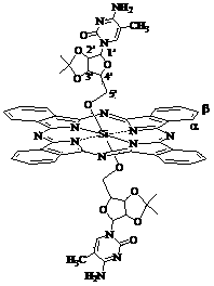 Silicon phthalocyanine modified by cytidine derivative and preparation method and application thereof