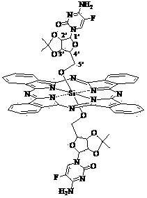 Silicon phthalocyanine modified by cytidine derivative and preparation method and application thereof