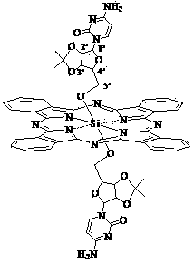 Silicon phthalocyanine modified by cytidine derivative and preparation method and application thereof