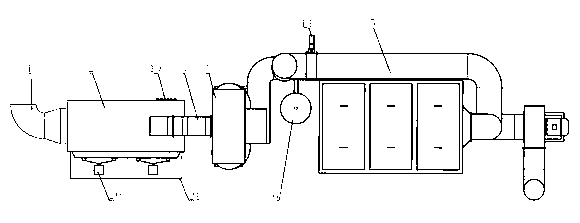 Cremation machine tail gas purifying treatment system with air cooler