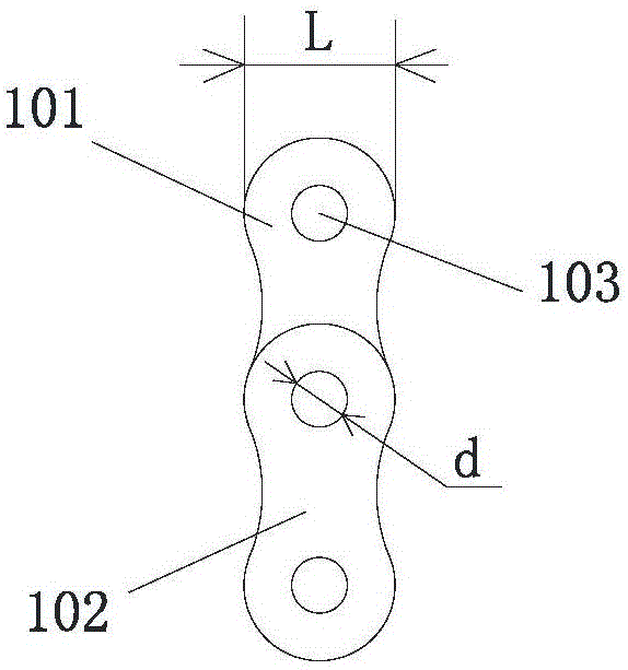 Auxiliary device for tension test of three rows of roller chains