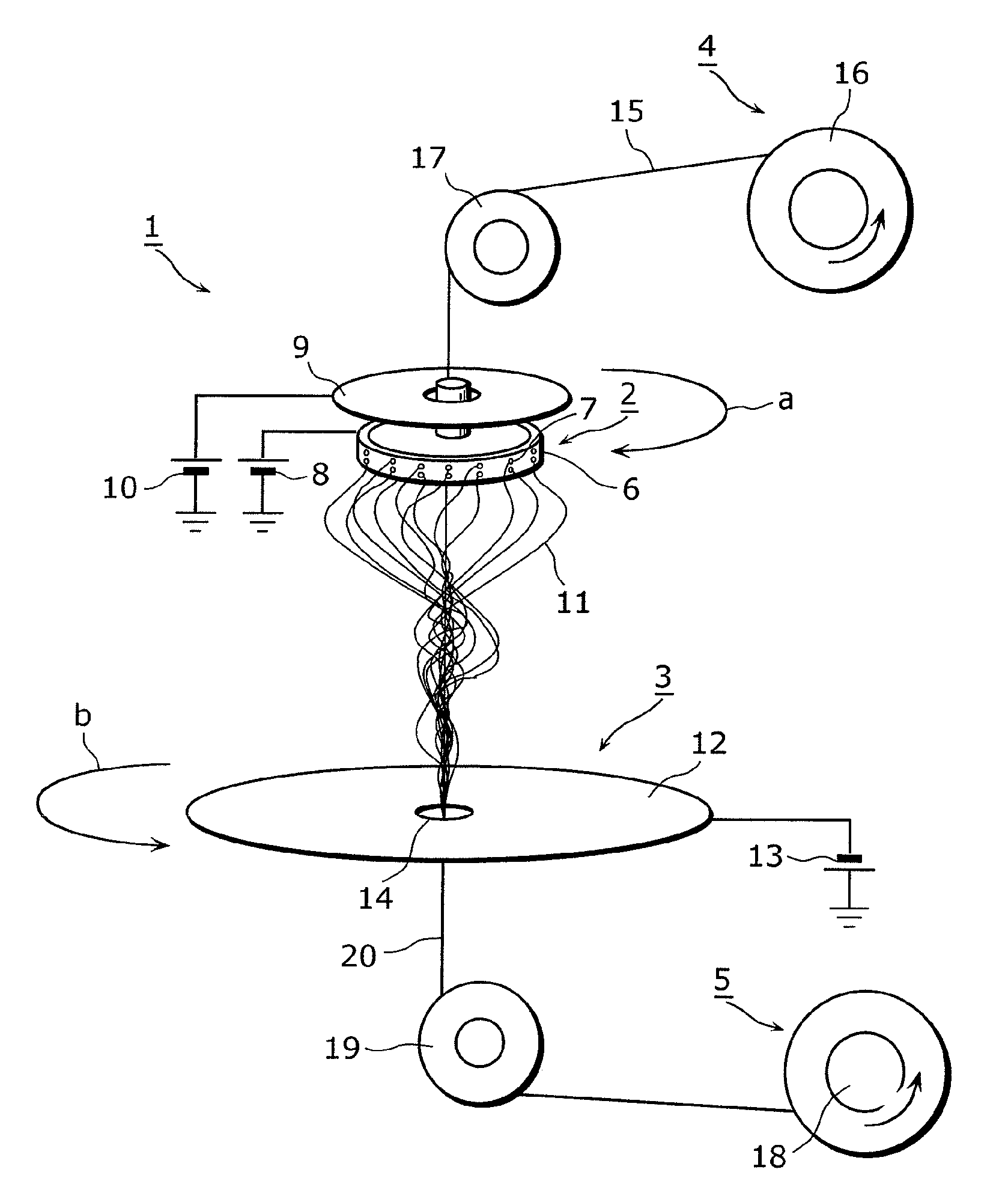 Nanofiber spinning method and device