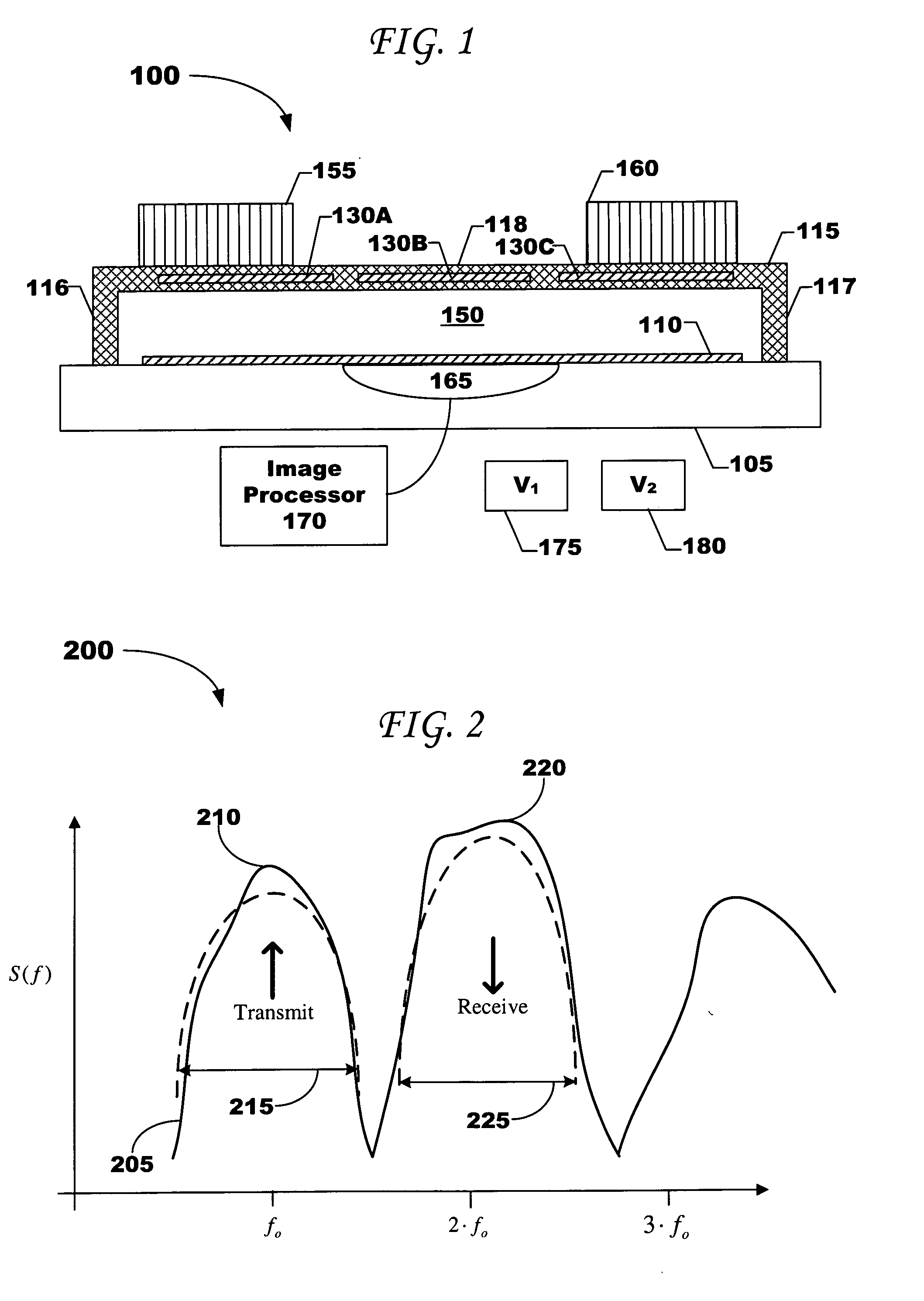 Harmonic cMUT devices and fabrication methods