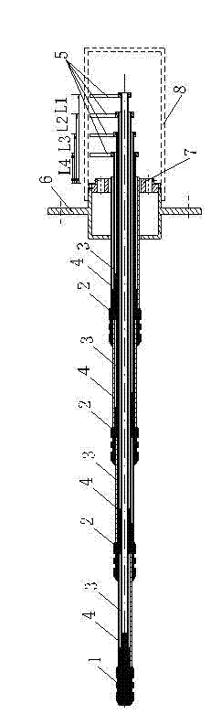 Rod type coaxial multi-point displacement measuring device