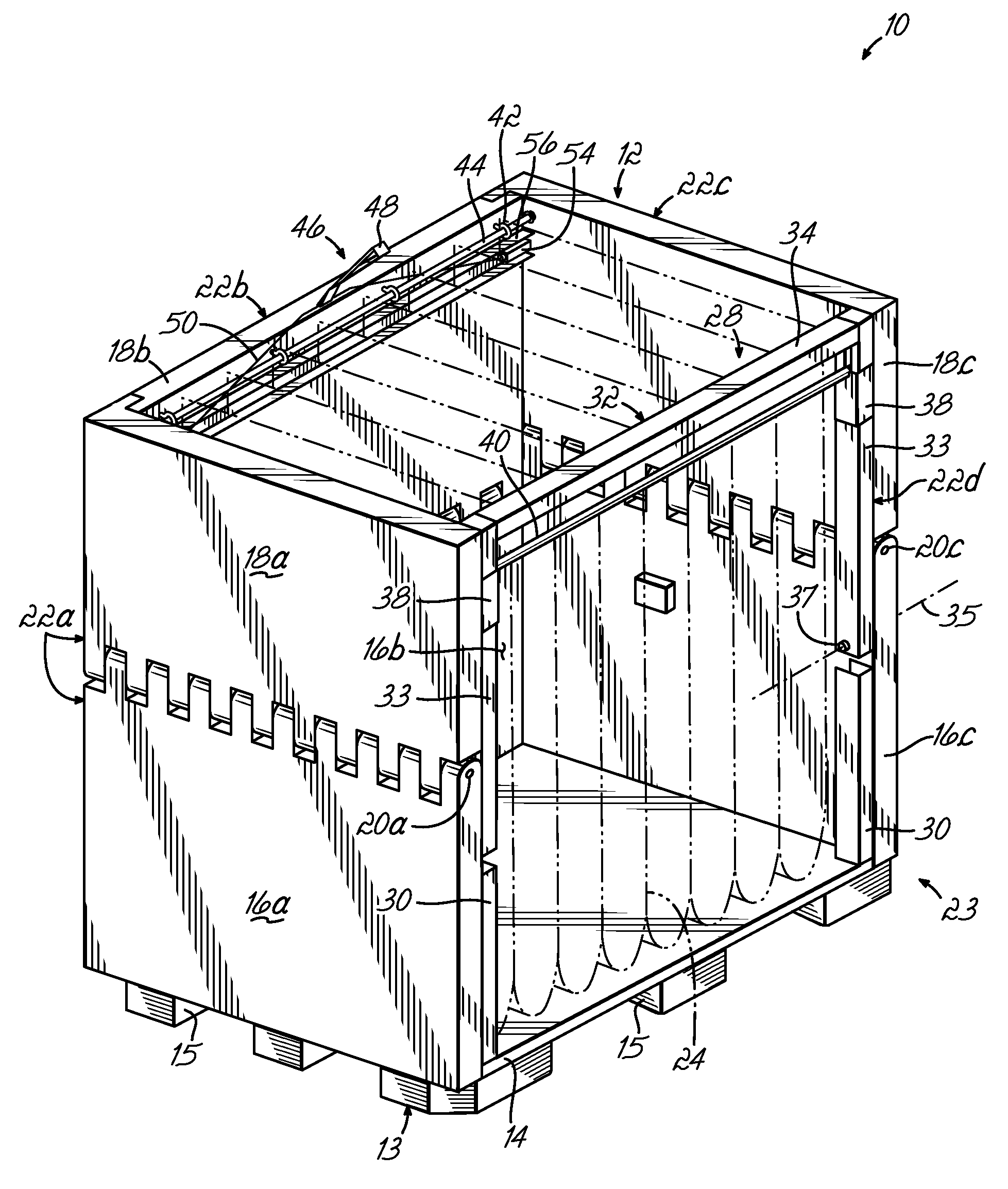 Collapsible Container Having Collapsible Dunnage With Integral Stabilizing Members