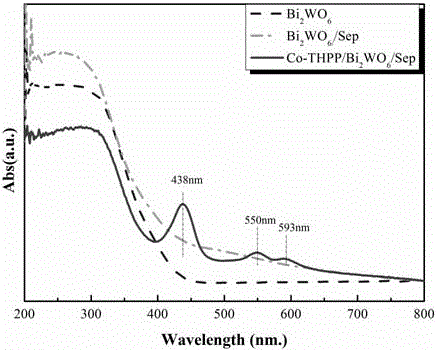 Preparation method of meerschaum-loaded porphyrin-sensitized Bi2WO6 visible light-driven photocatalyst