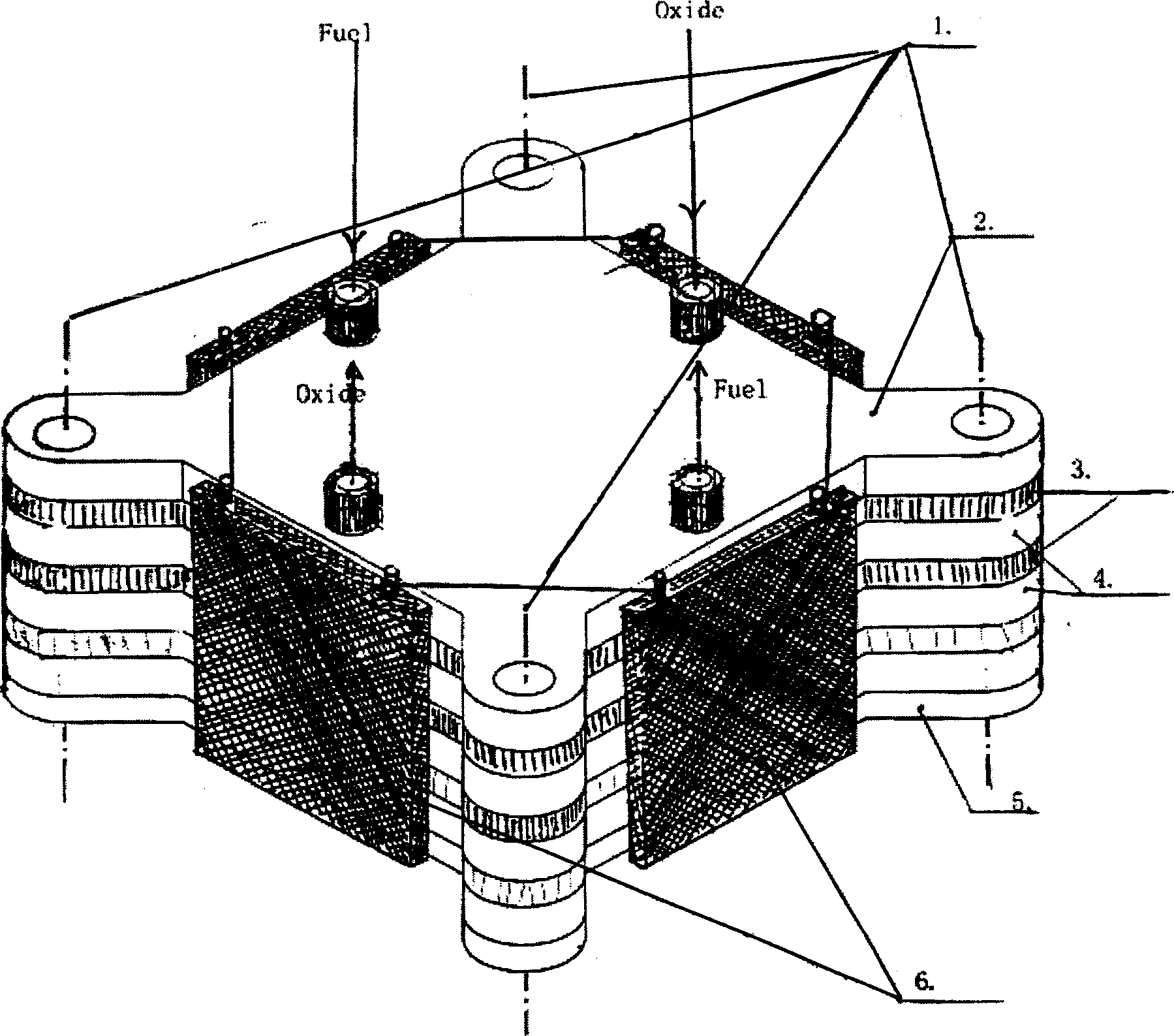 Plate-type middle-temp solid oxide fuel battery stack module