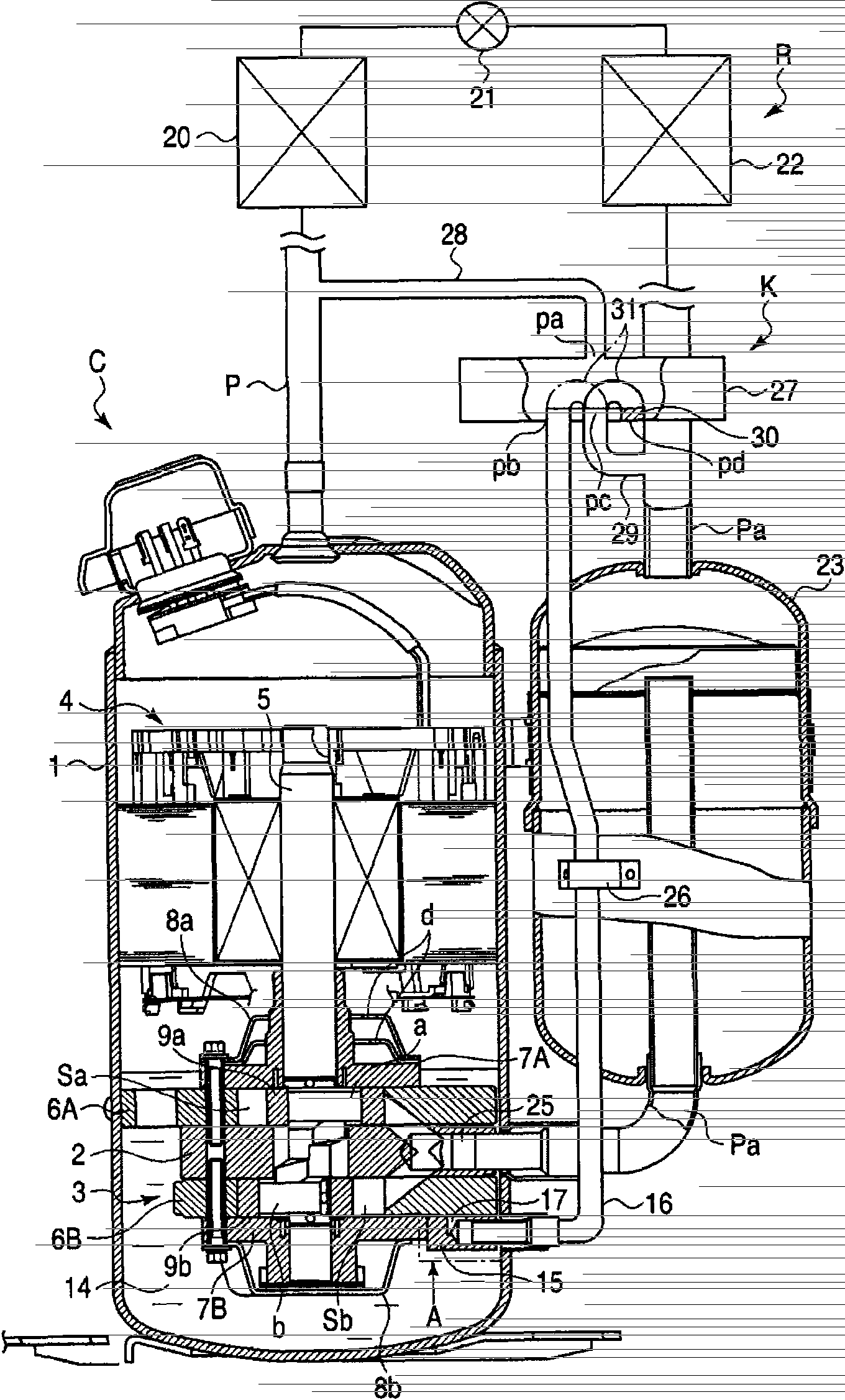 Multi-cylinder rotary compressor and refrigeration circulation device