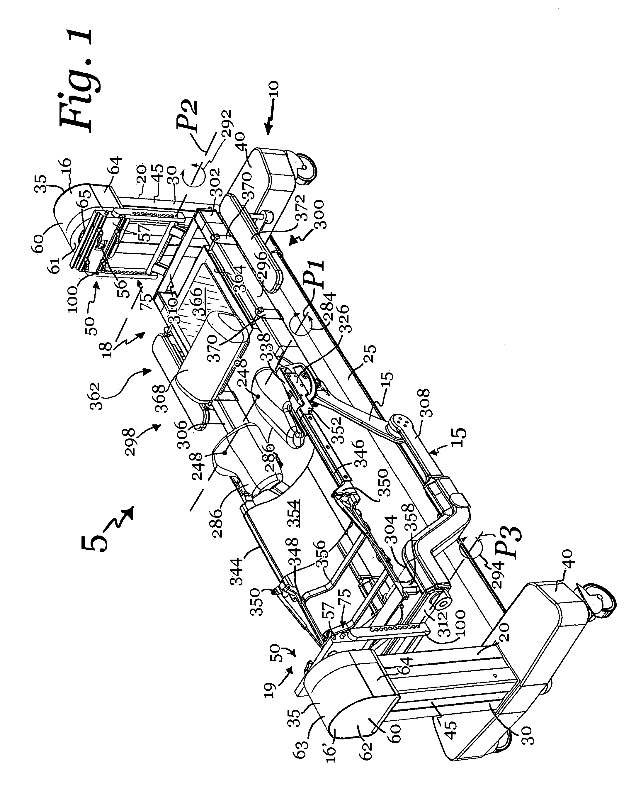 Patient positioning support apparatus with virtual pivot-shift pelvic pads, upper body stabilization and fail-safe table attachment mechanism