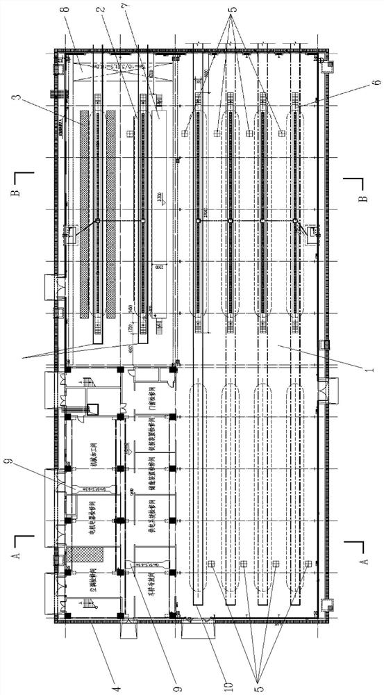 Combined maintenance warehouse suitable for intelligent rail train