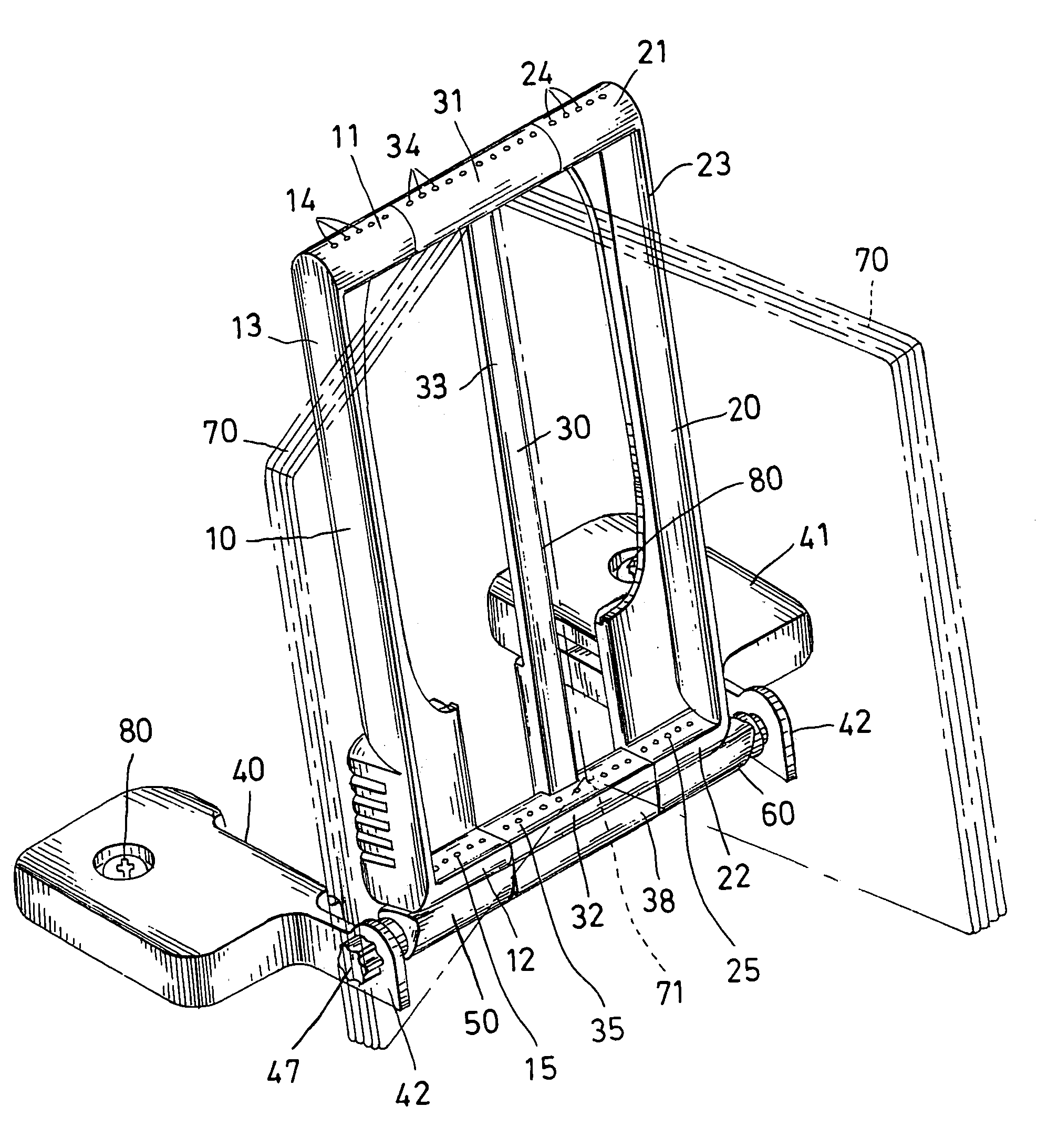 Adjustable book holder assembly