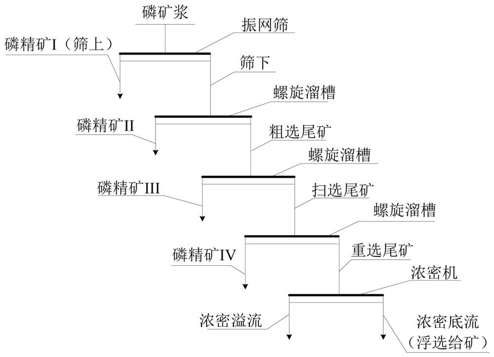 Additional screening-gravity separation process before phosphate rock positive flotation operation