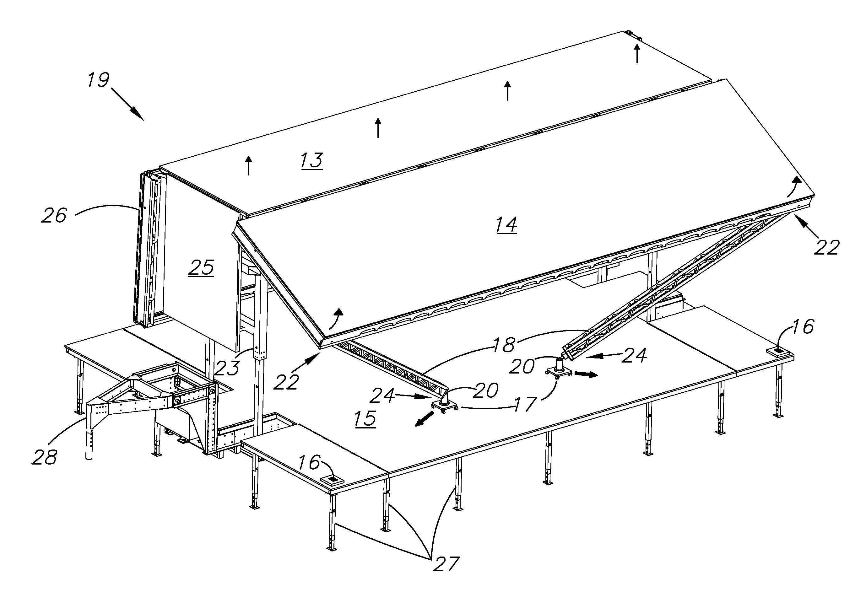 Transforming structure with tower shuttle