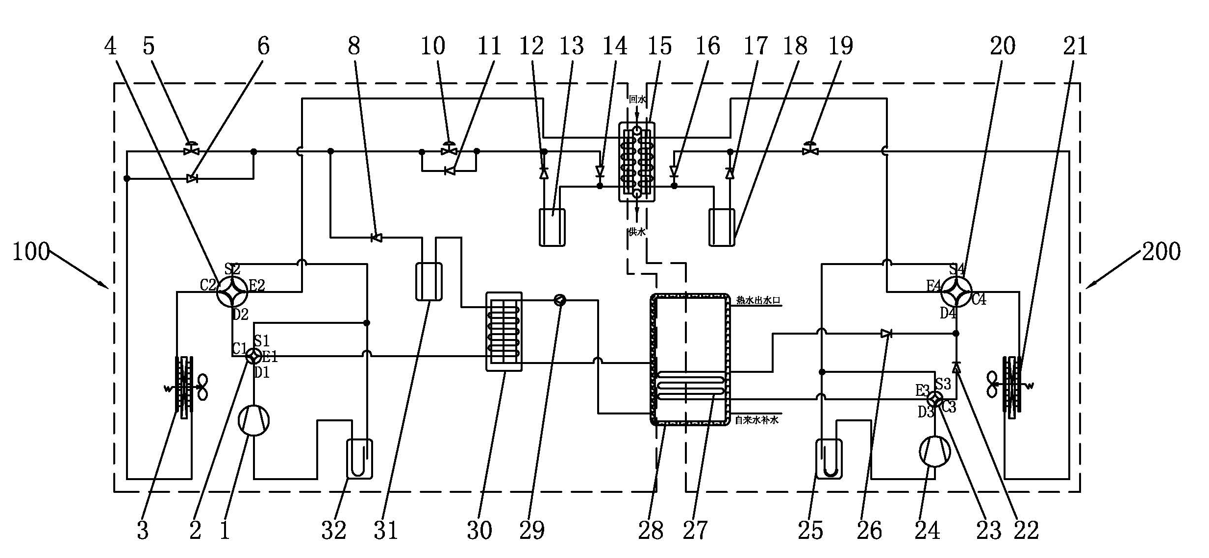 Heat recovery type air cooling heat pump unit