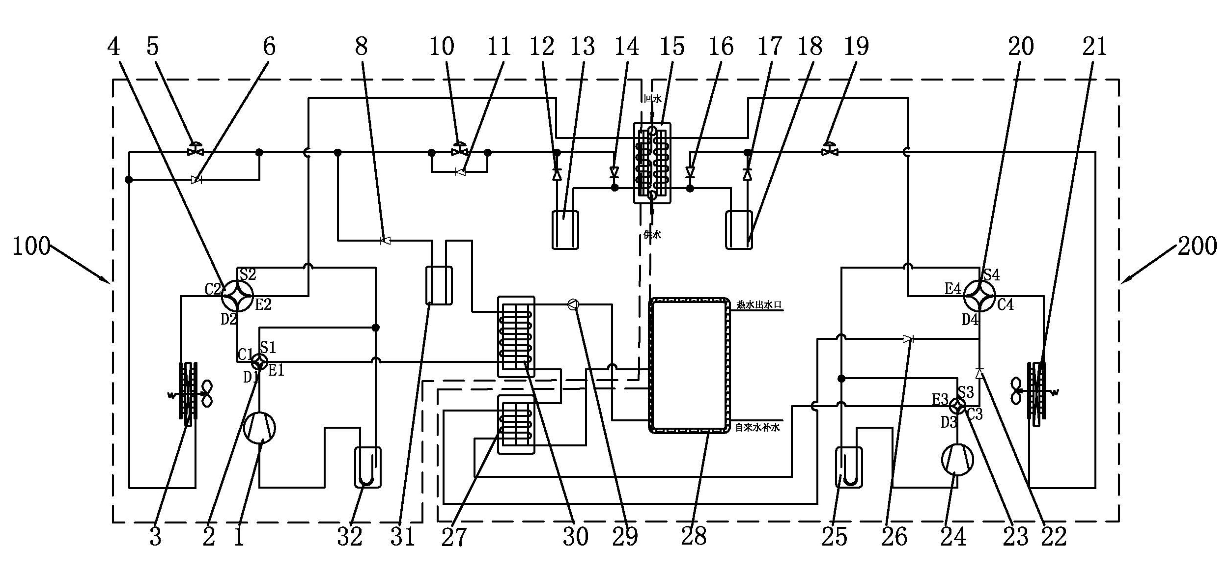 Heat recovery type air cooling heat pump unit