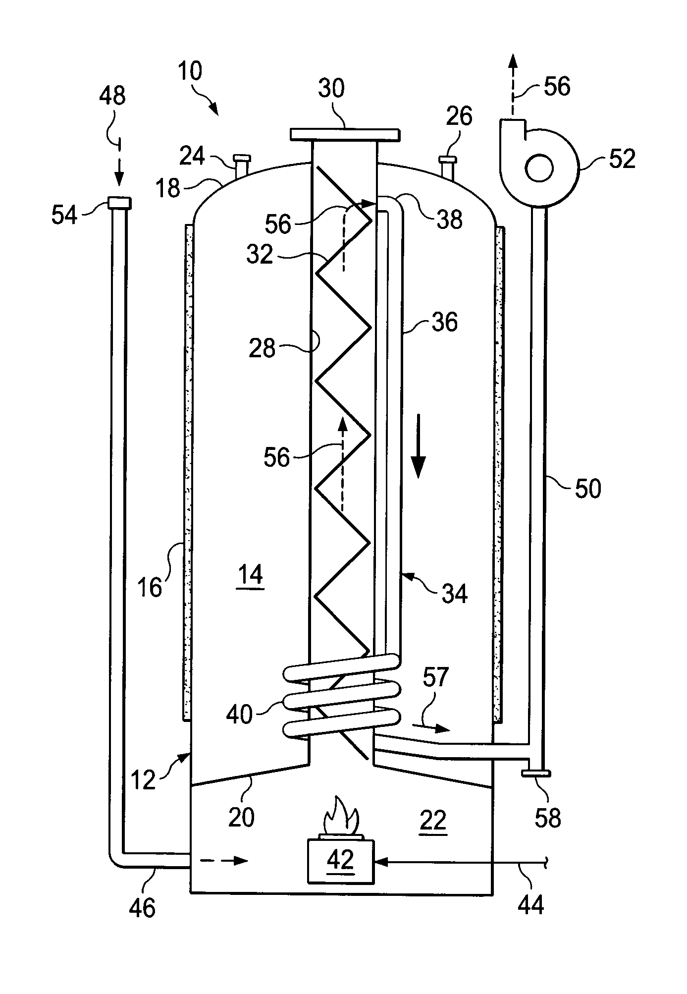 High efficiency gas-fired water heater