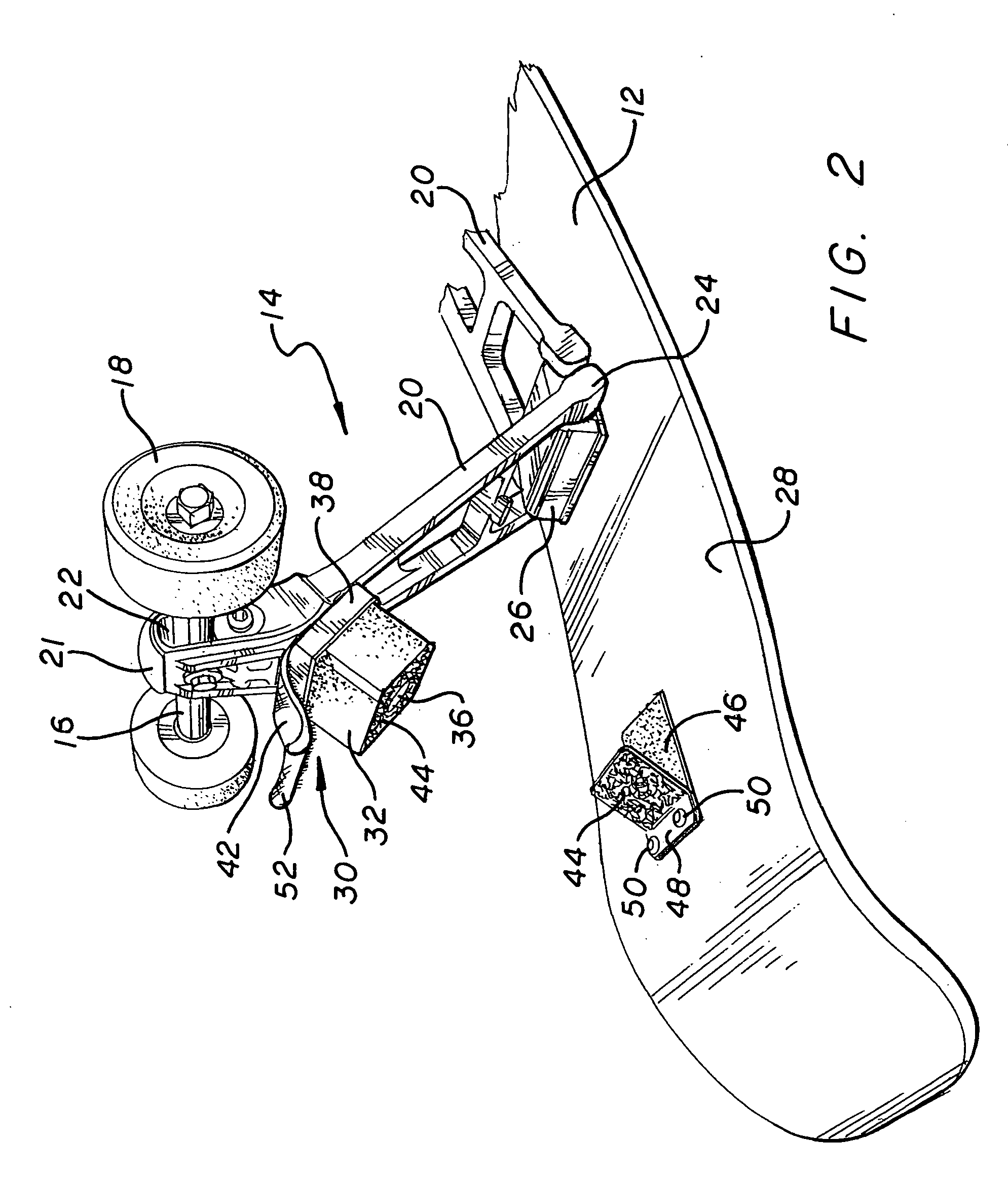 Skateboard assembly with shock absorbing suspension system