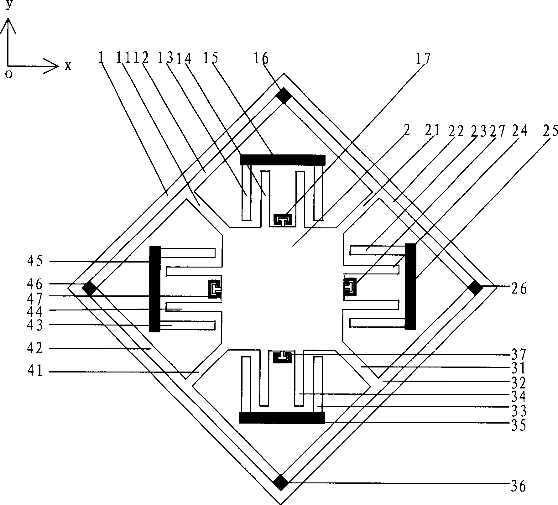 Dual-axis capacitance type micromechanical accelerometer