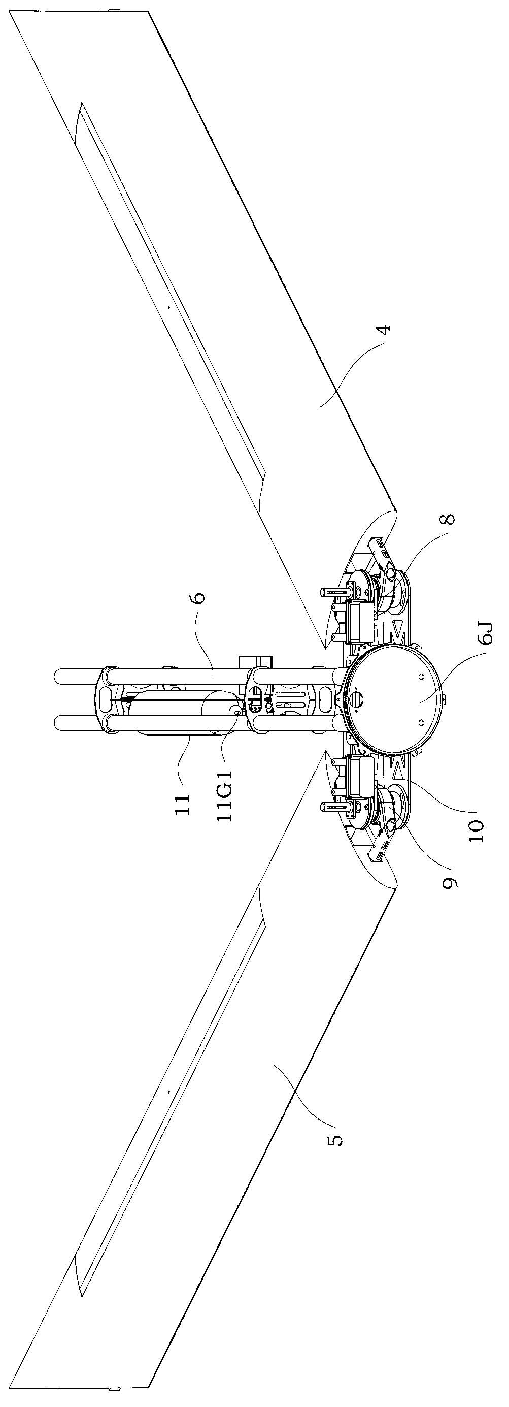 Pneumatic folding apparatus of variable-wing sweepback angle suitable for aeronaval unmanned aerial vehicle