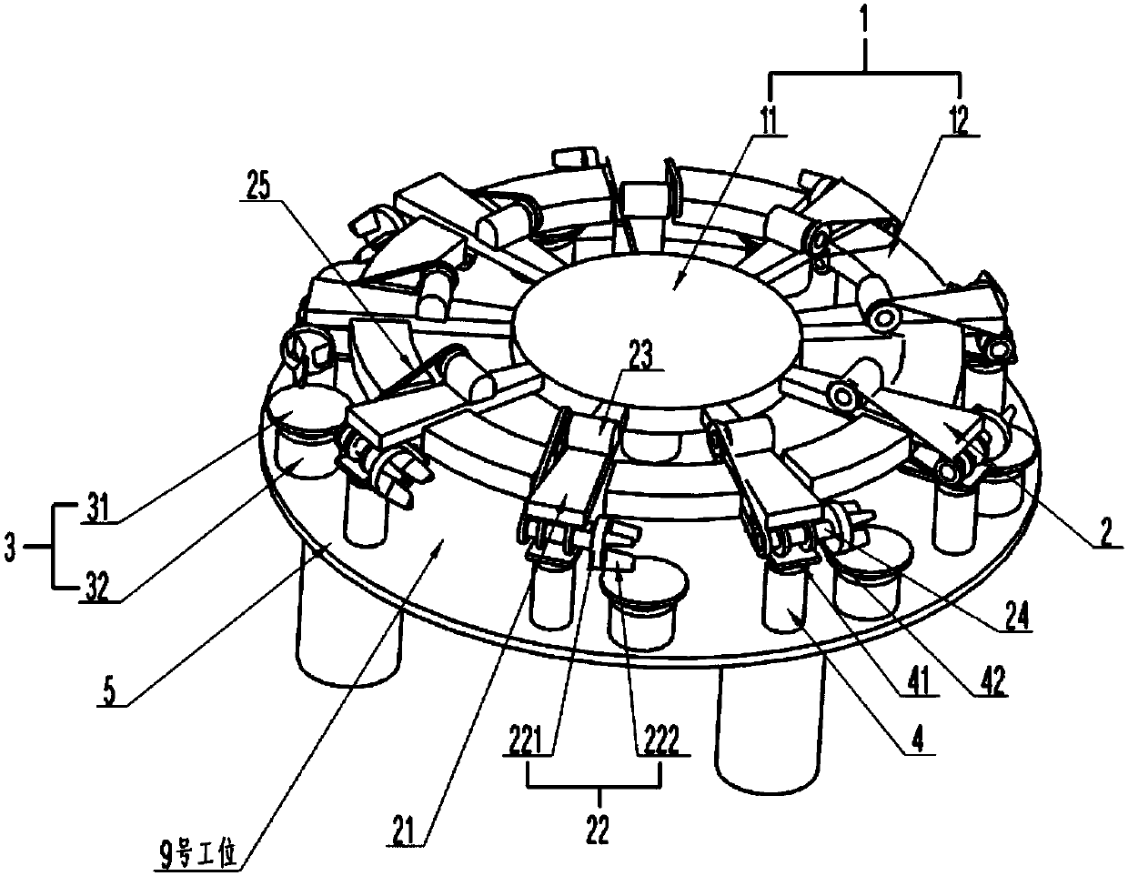 Rotary-disc fully-automatic bottom polishing machine for glass cups