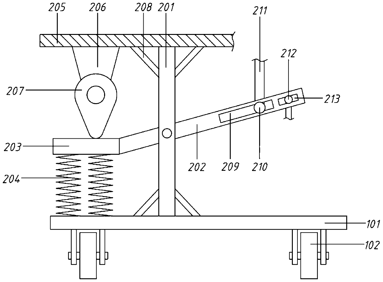 Lever principle-based chemical spraying vehicle for municipal road green belts