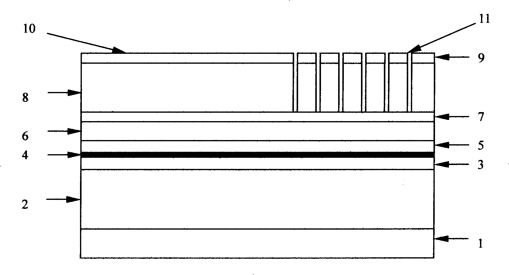 Preparation method for wide-side 808nm divided mode semiconductor laser structure