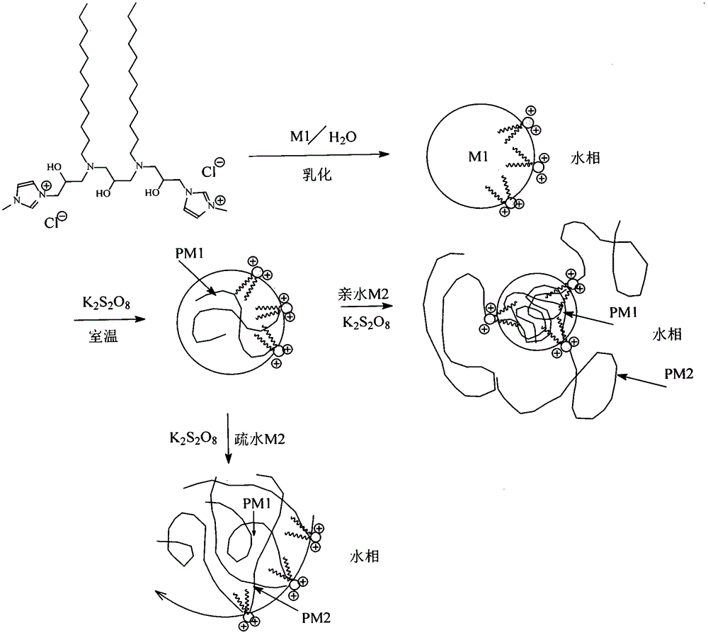 Cationic surface active initiator and preparation method thereof