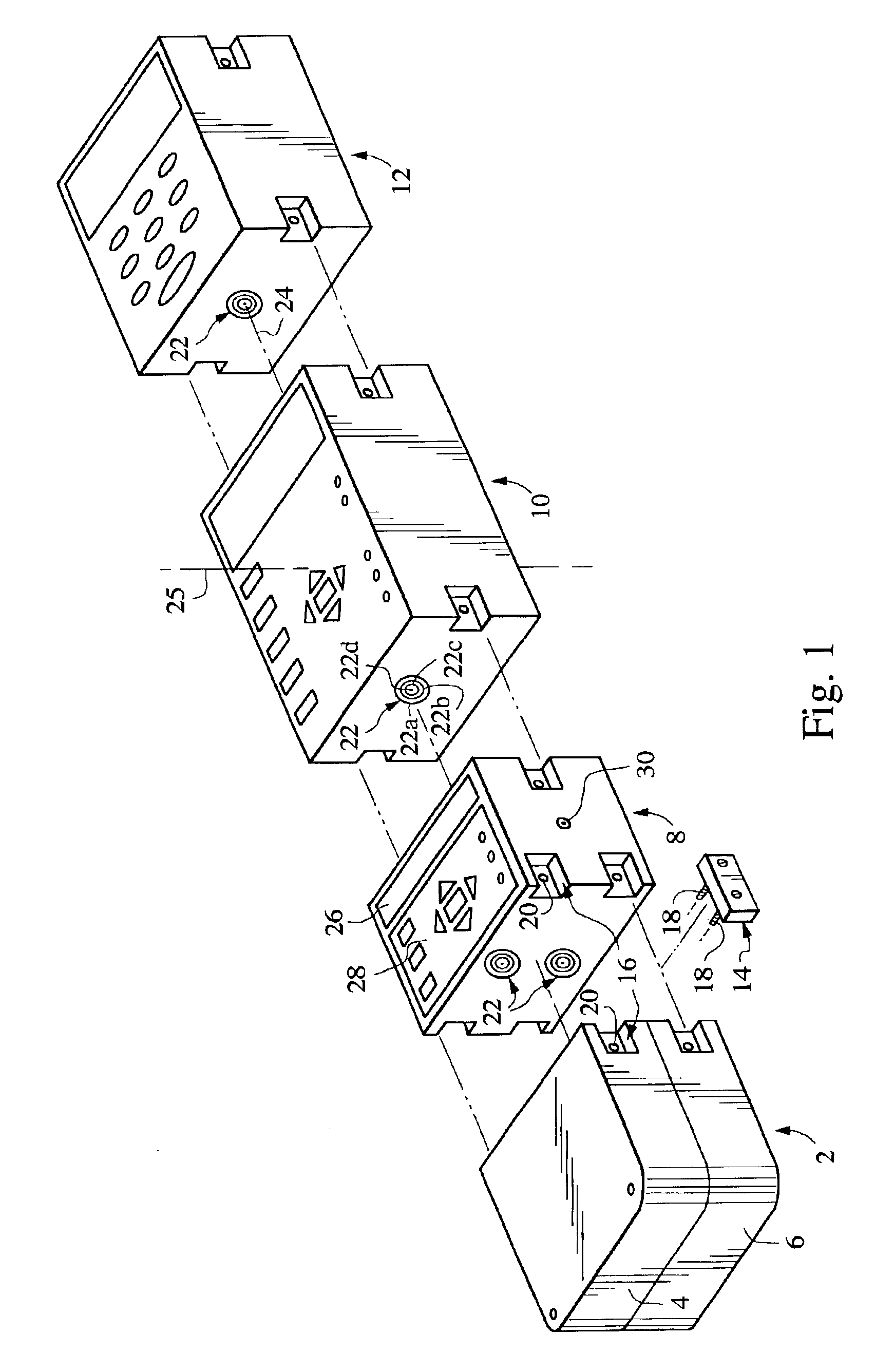 Portable modular electronic system with symmetrical connections