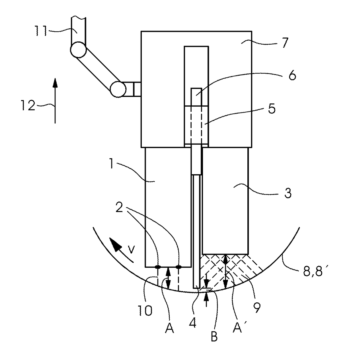 Apparatus for the printing and radiation treatment of a curved surface of an object