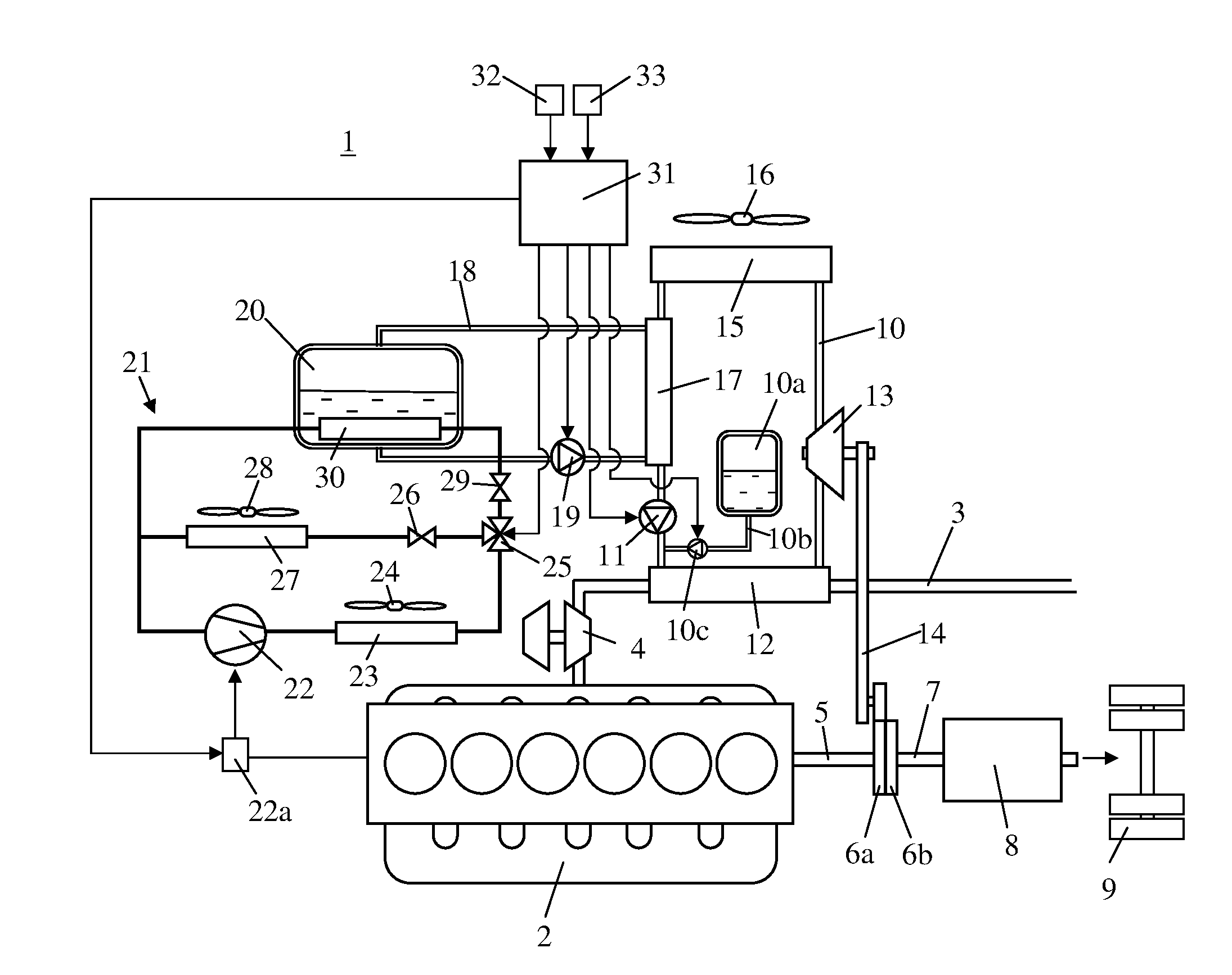 Arrangement for converting thermal energy to mechanical energy in a vehicle