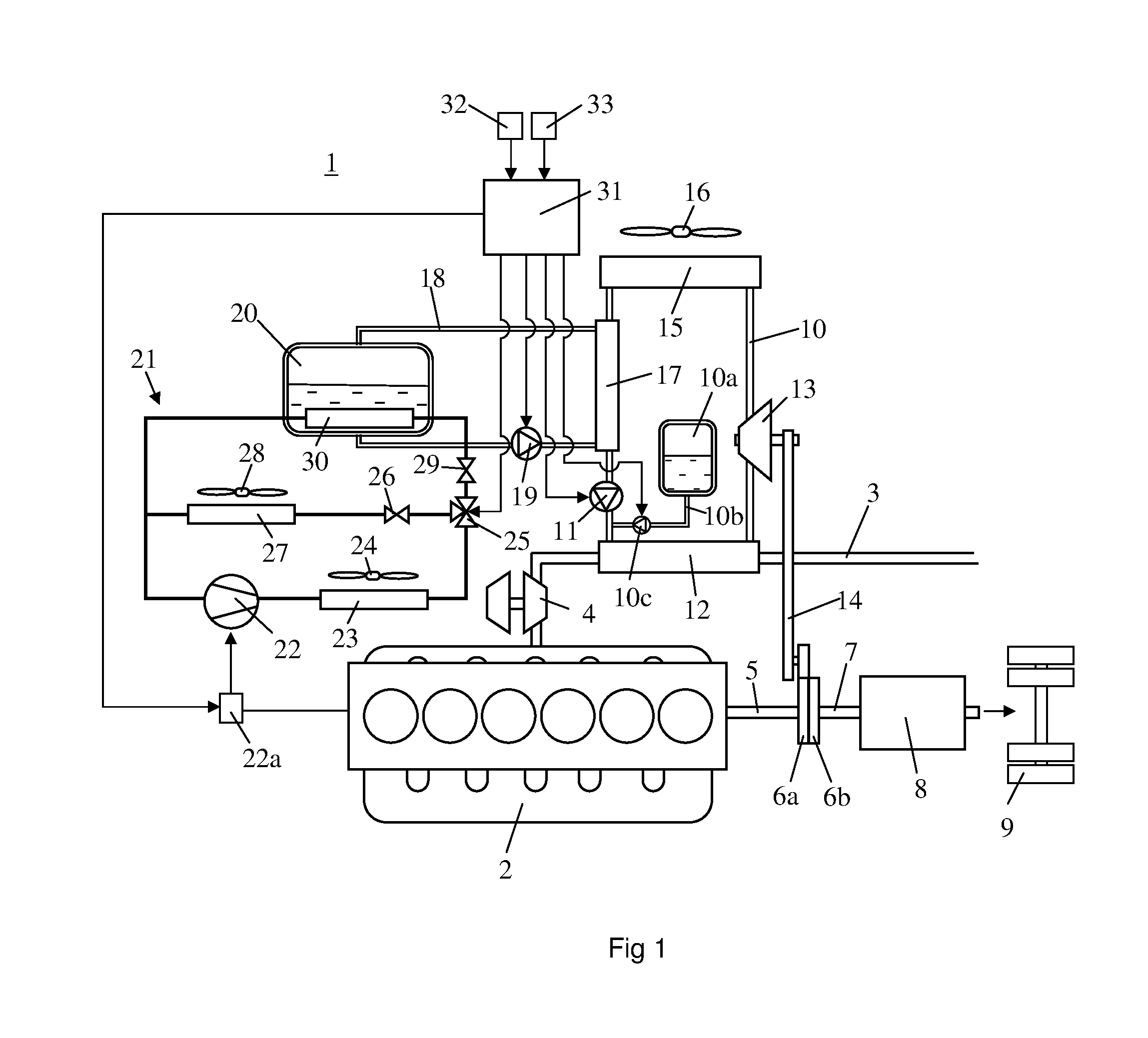 Arrangement for converting thermal energy to mechanical energy in a vehicle