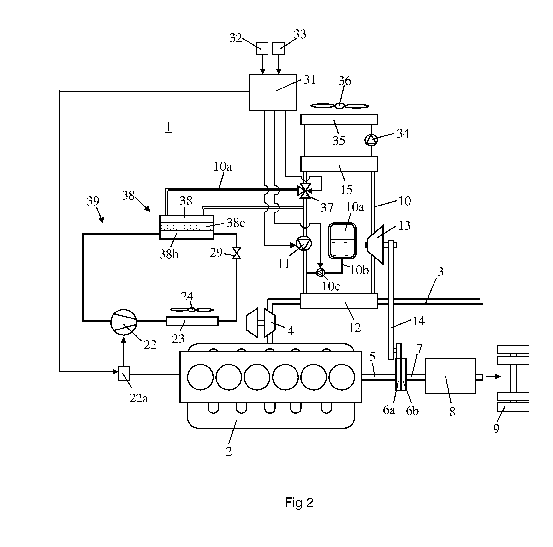 Arrangement for converting thermal energy to mechanical energy in a vehicle