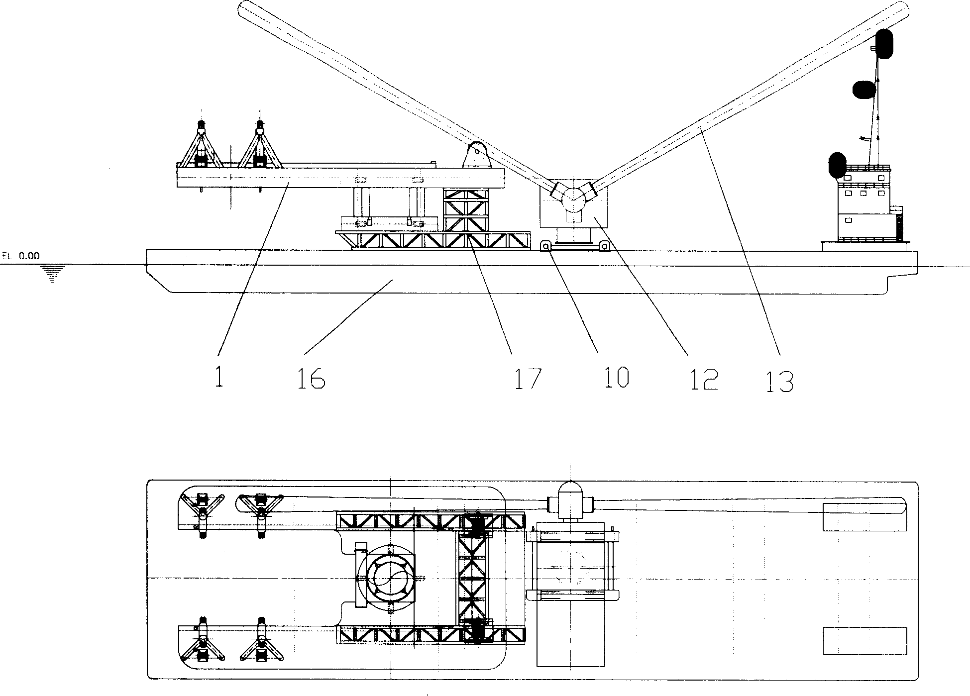 Installation construction method for wind generator set on the sea