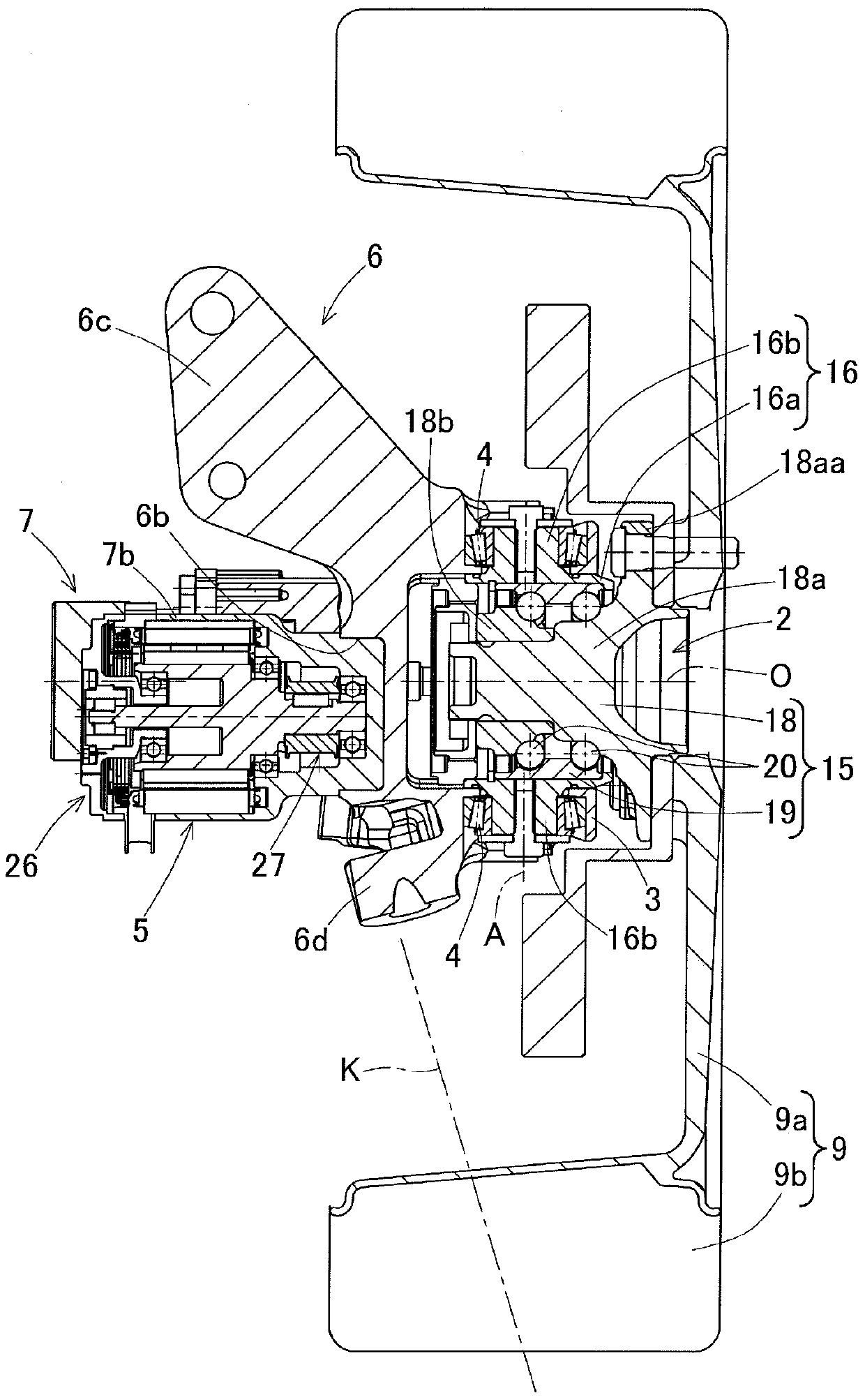 Hub unit equipped with steering function, and vehicle provided with same