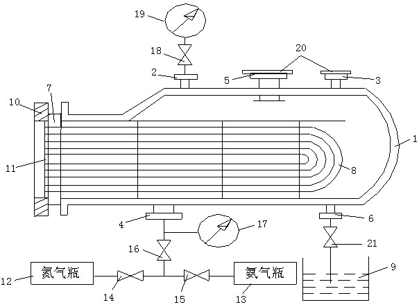 Leak detection device for U-shaped waste heat boiler pipe column