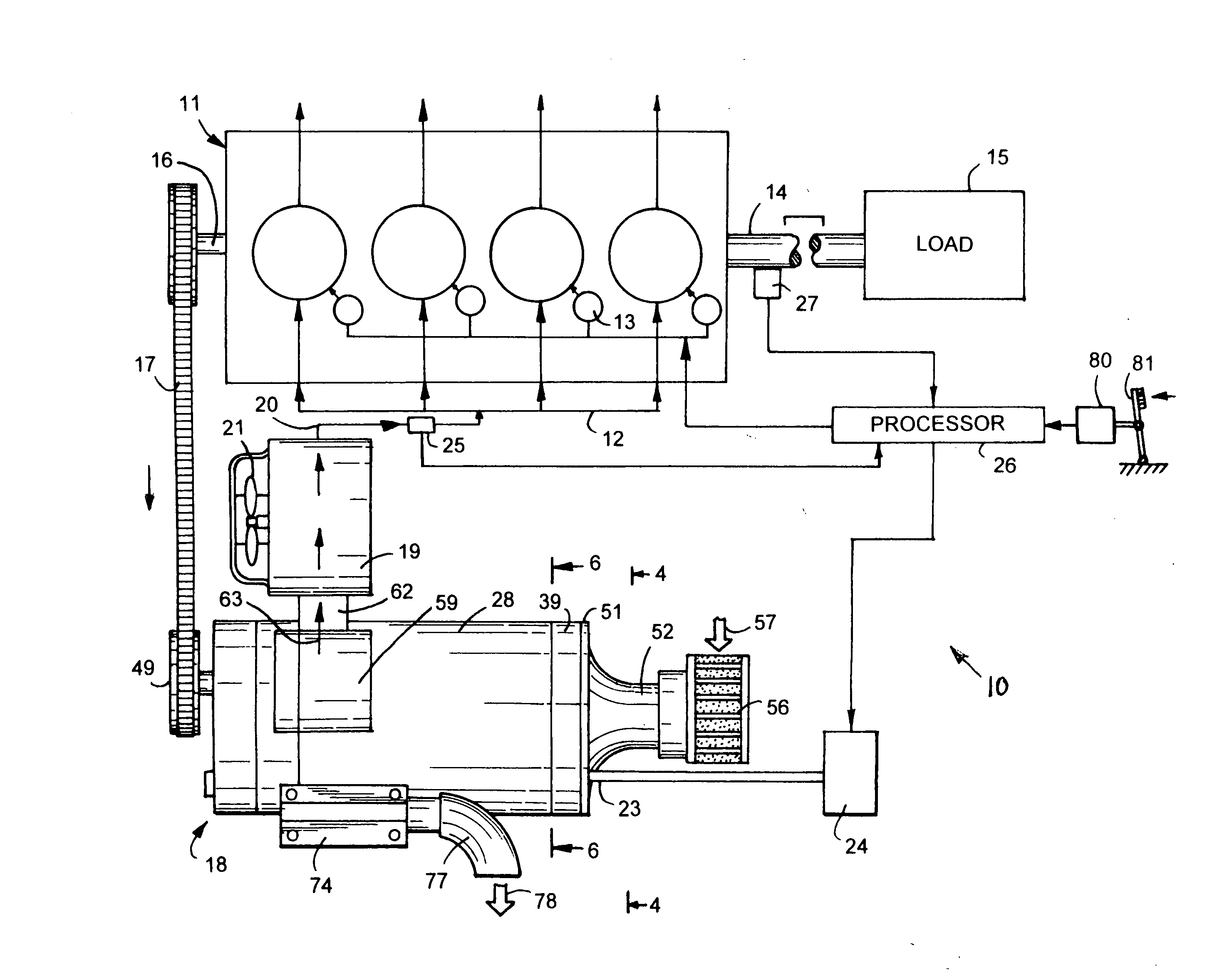 Internal combustion engine and supercharger