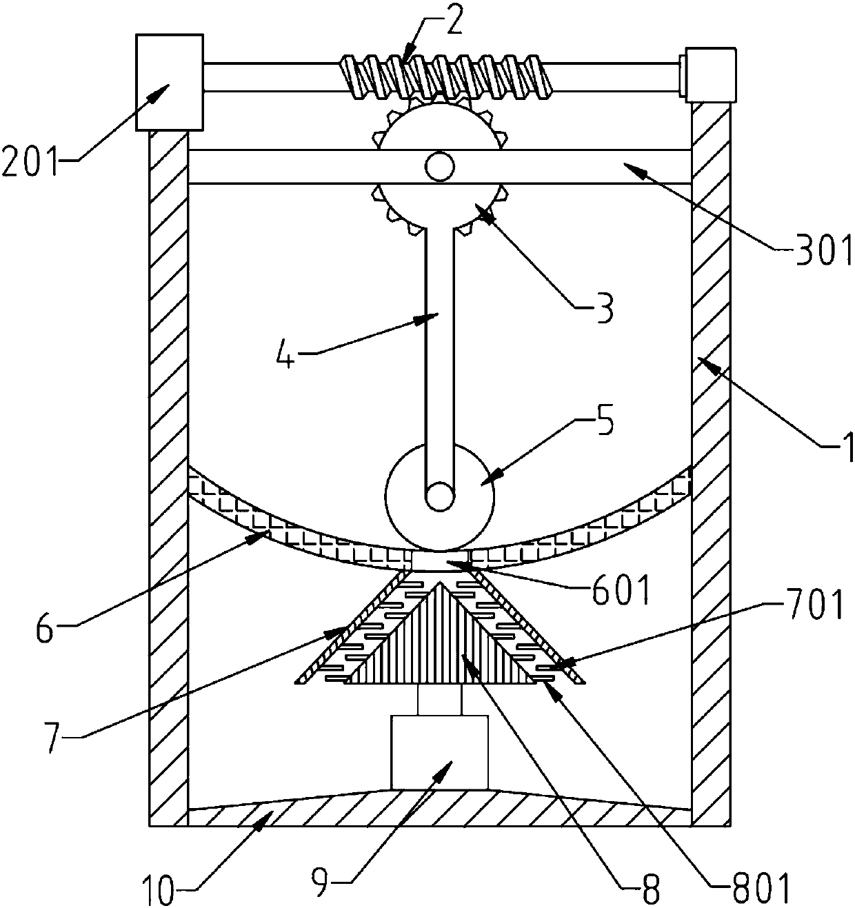 Refractory material crushing recycling device