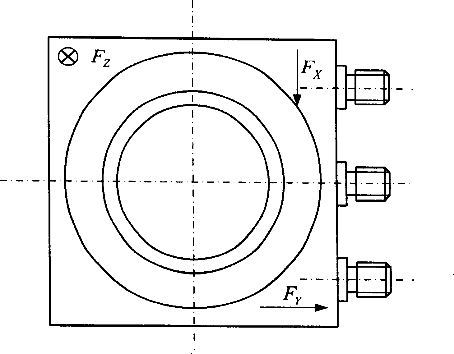 Differential piezoelectric three-dimensional force sensor