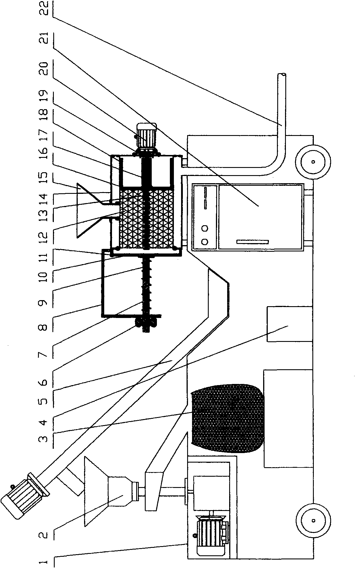 Solid-liquid separating, compressing, drying and packaging integrated machine of livestock excrements