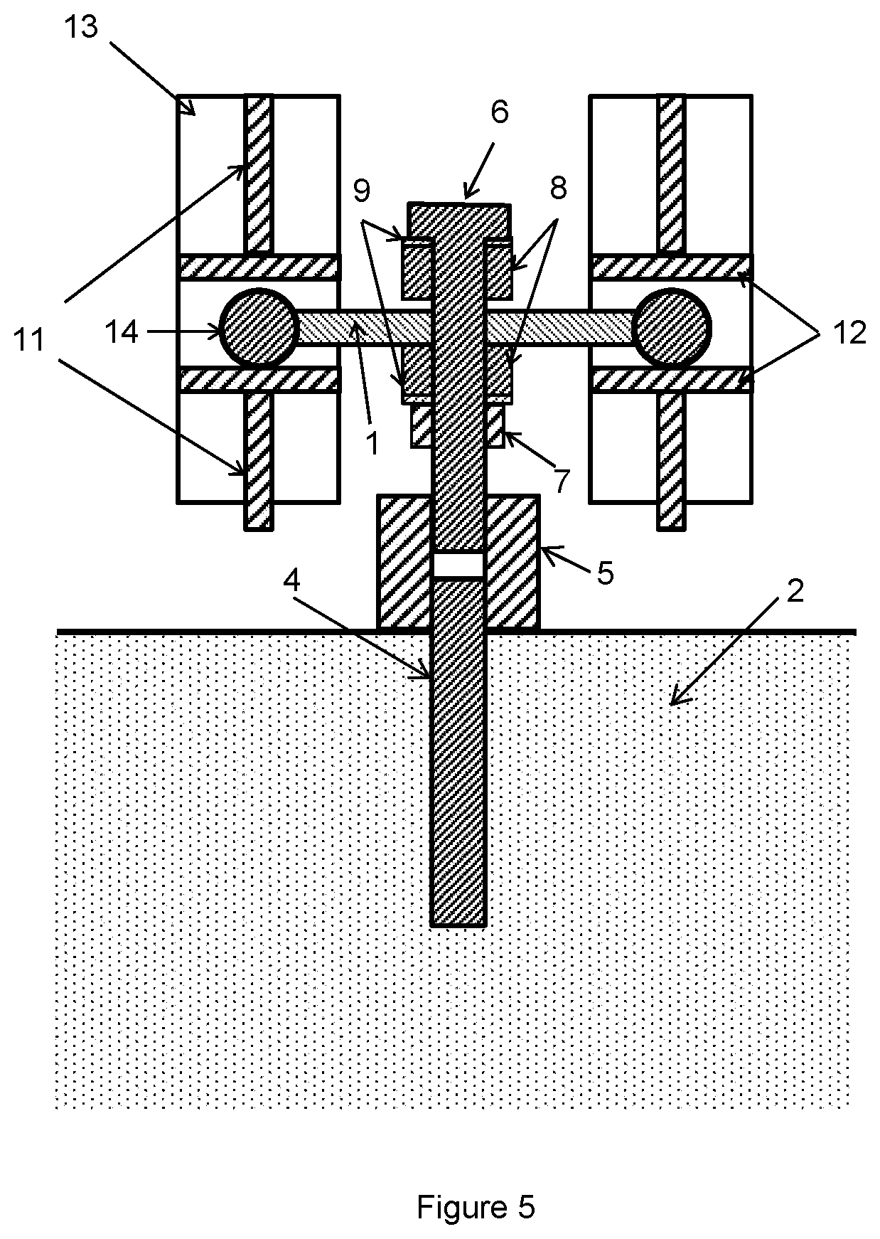 Combination of foundation anchor and energy damper for vertical liquid storage tanks, vertical pressure container, silo or the like with a thin wall and a continuous support