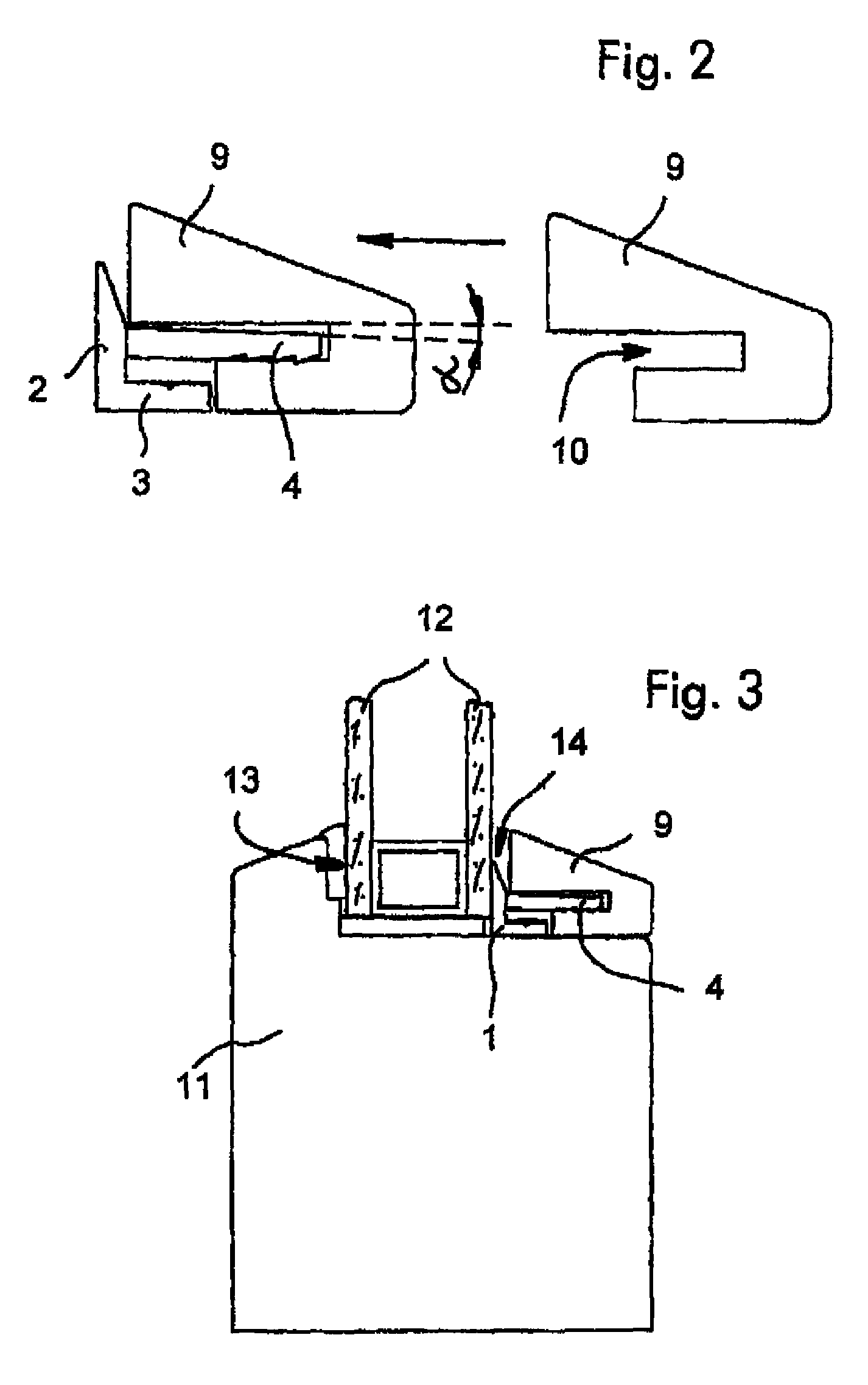 Fastening device with improved fastening portion for securement of a glass pane or a plate in a frame