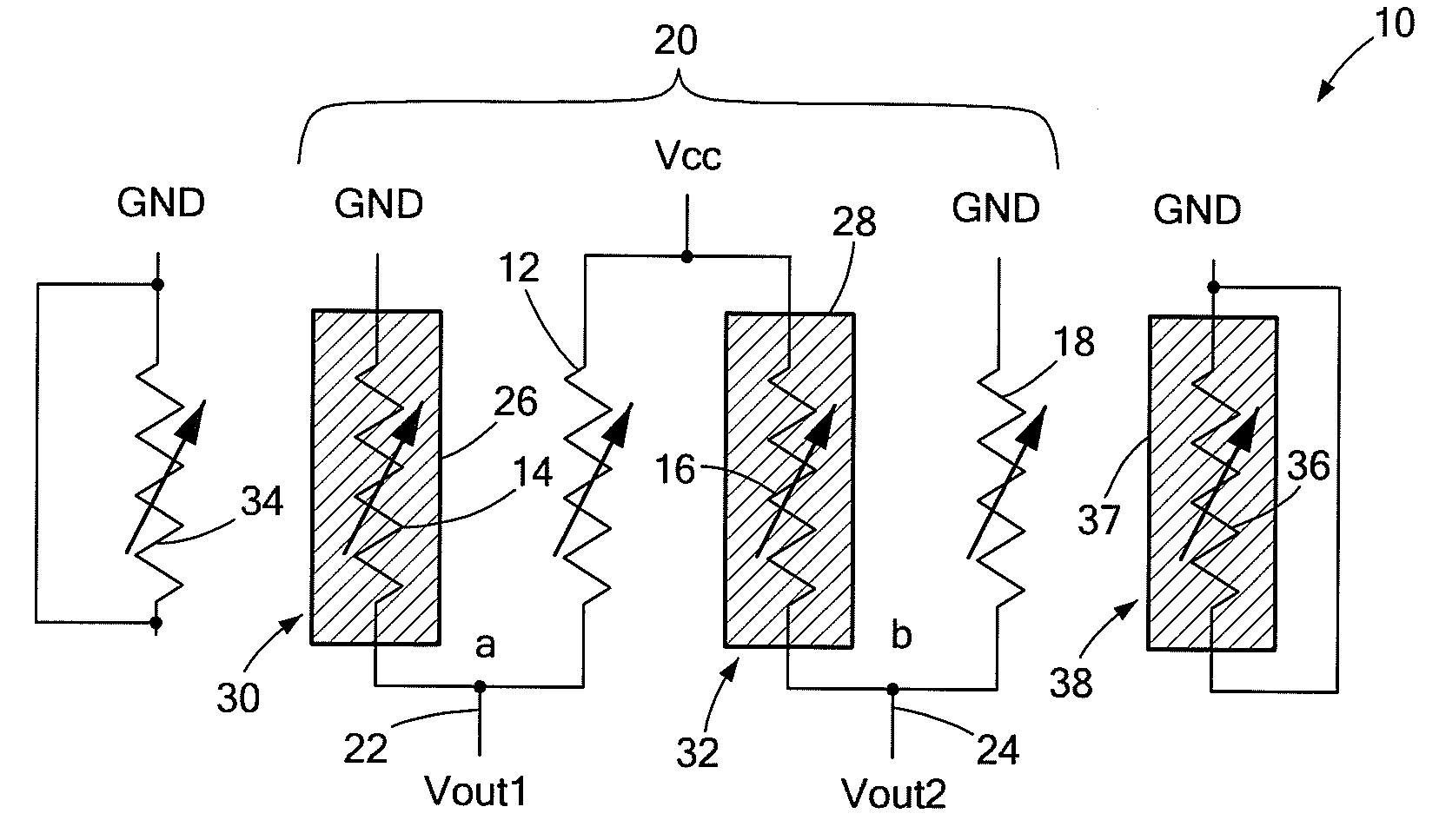 Matching of GMR sensors in a bridge