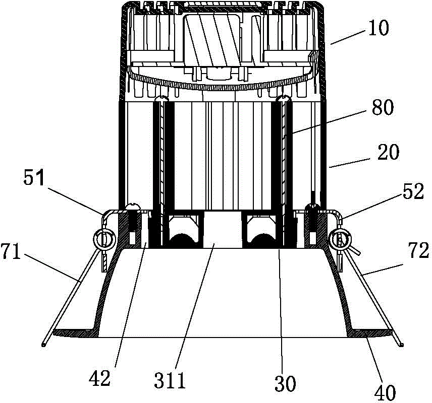 Down lamp capable of dissipating heat through convection of inner passage and outer passage