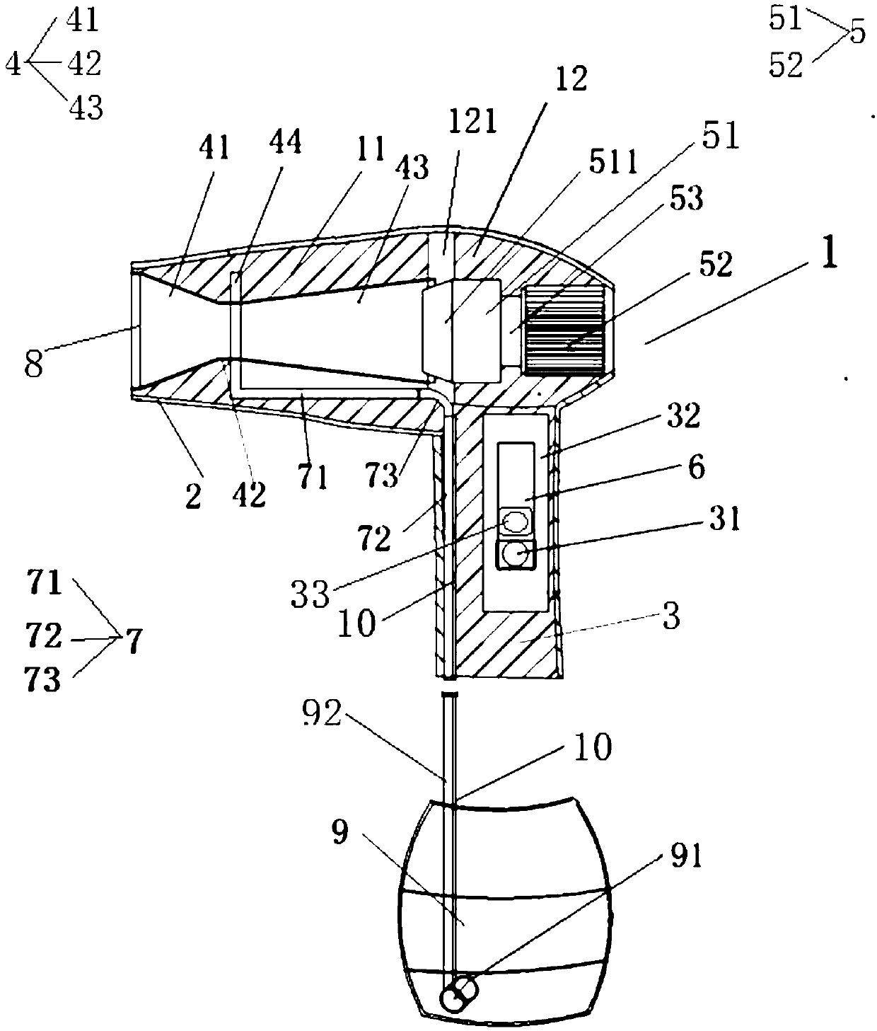 Hand-held equipment with cleaning, air-drying and spraying function