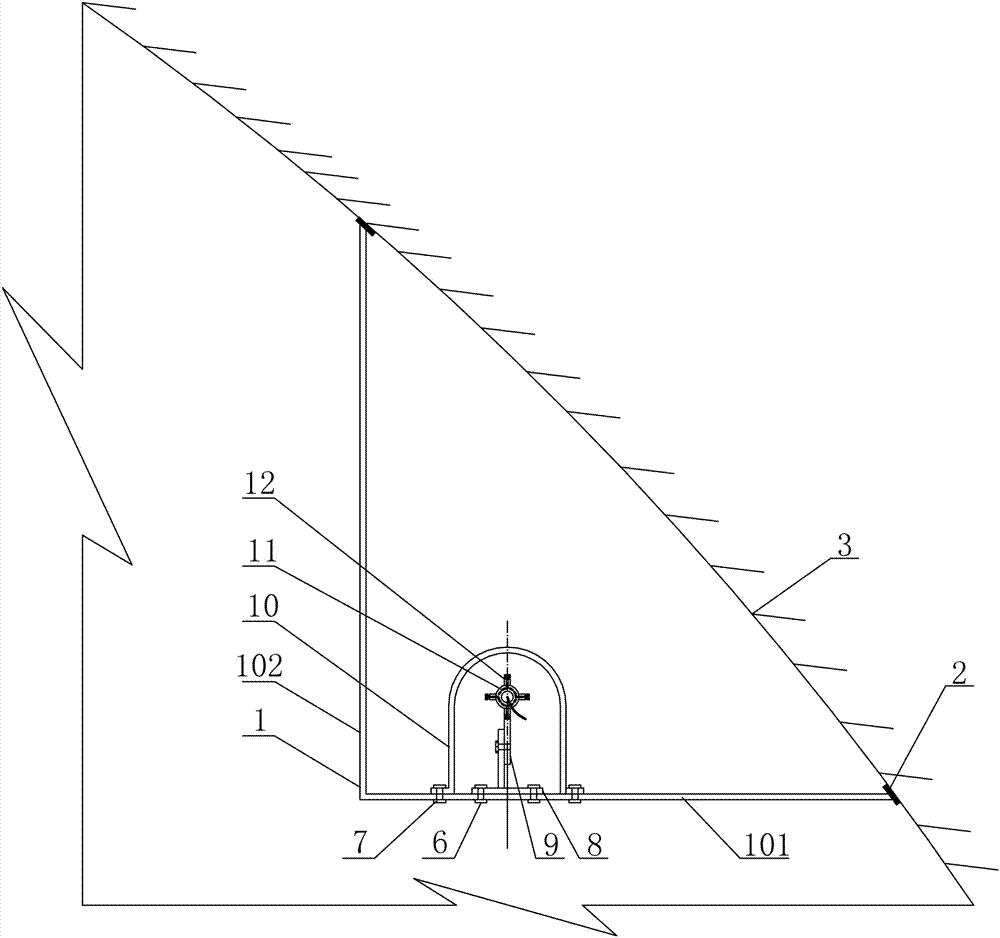 Support device allowing precise adjustment of laser indicating instrument and measurement method