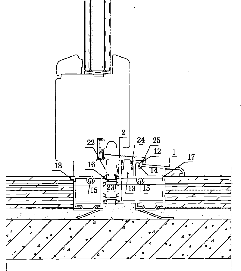 Novel door sill of vertical hinged door