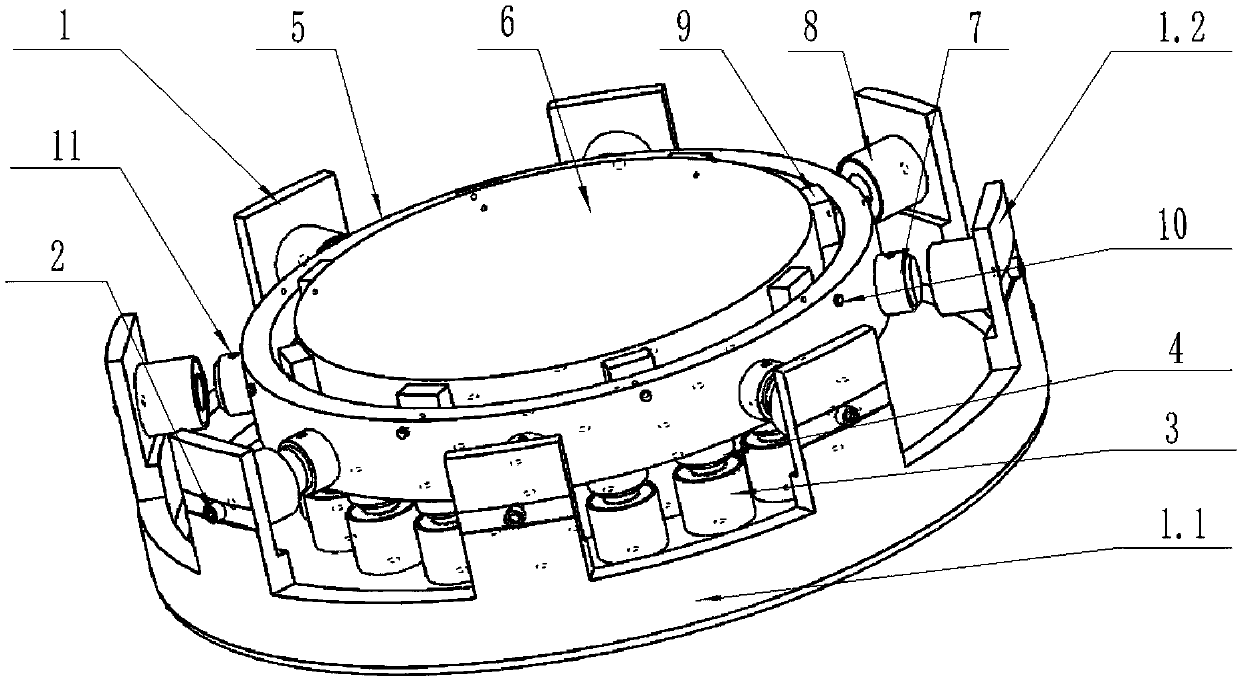 Optical mirror magnetic suspension supporting device