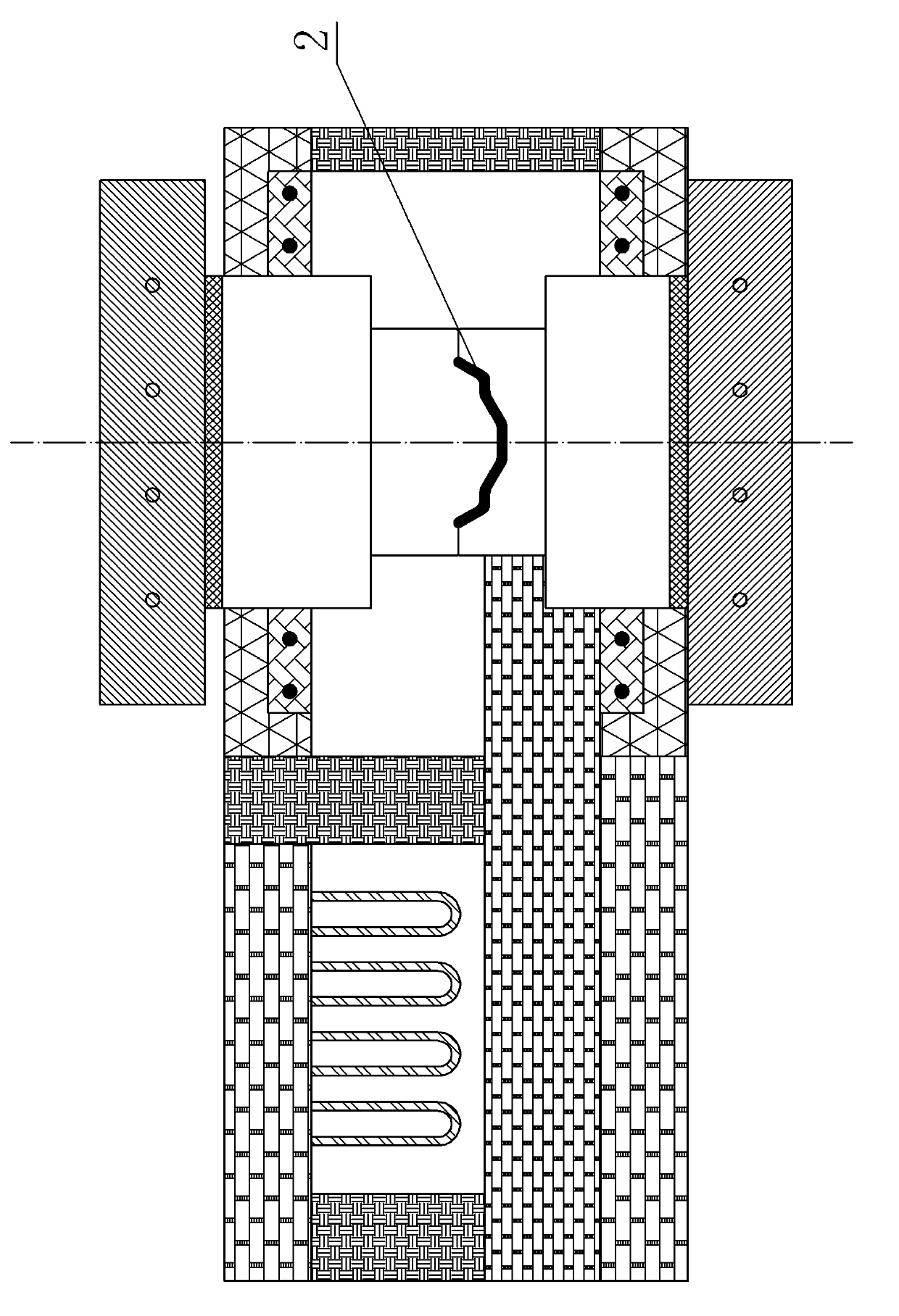 Double-chamber high-temperature forging and forming device of TiAl intermetallic compound forge piece and method thereof