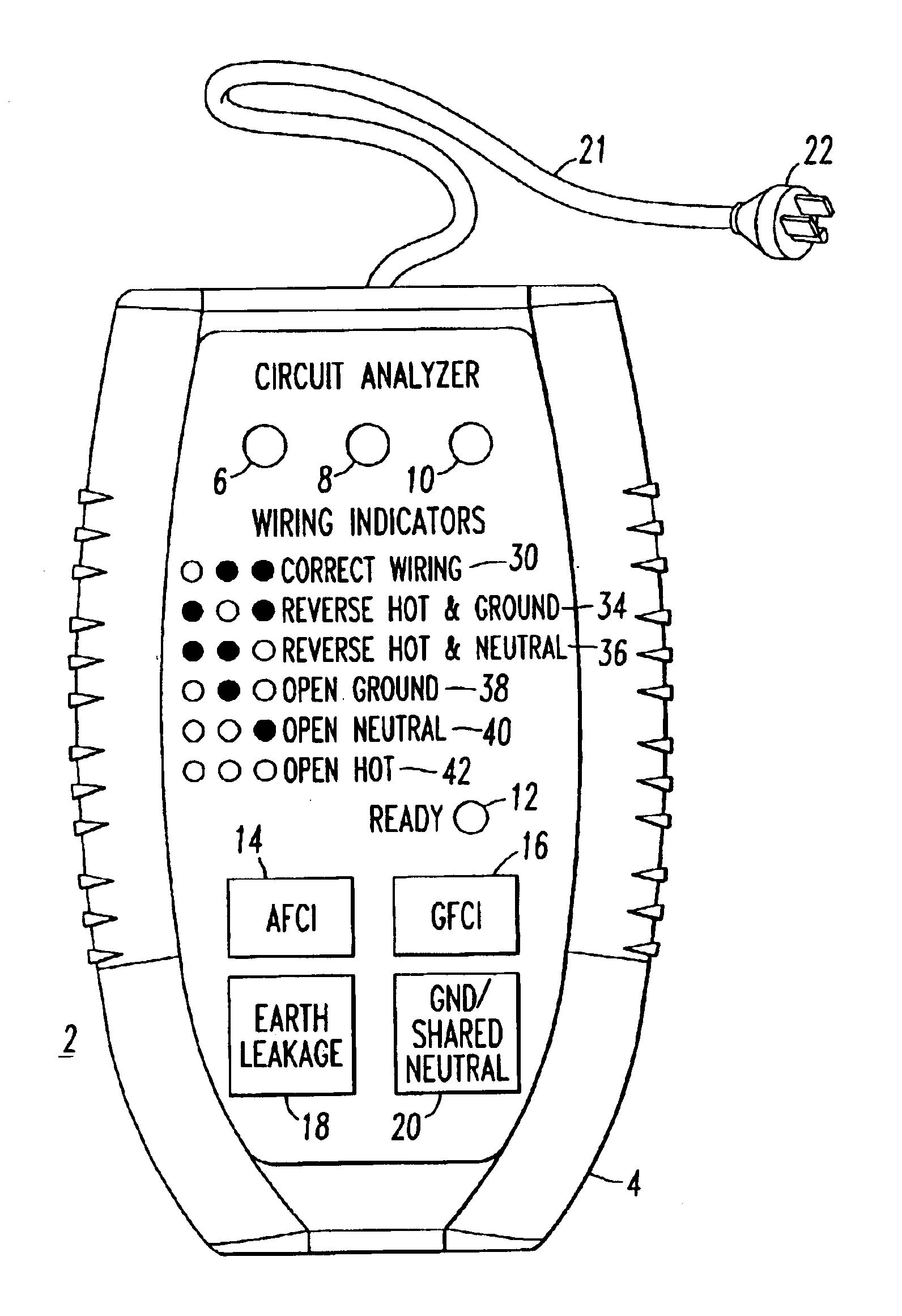 Power circuit tester apparatus and method