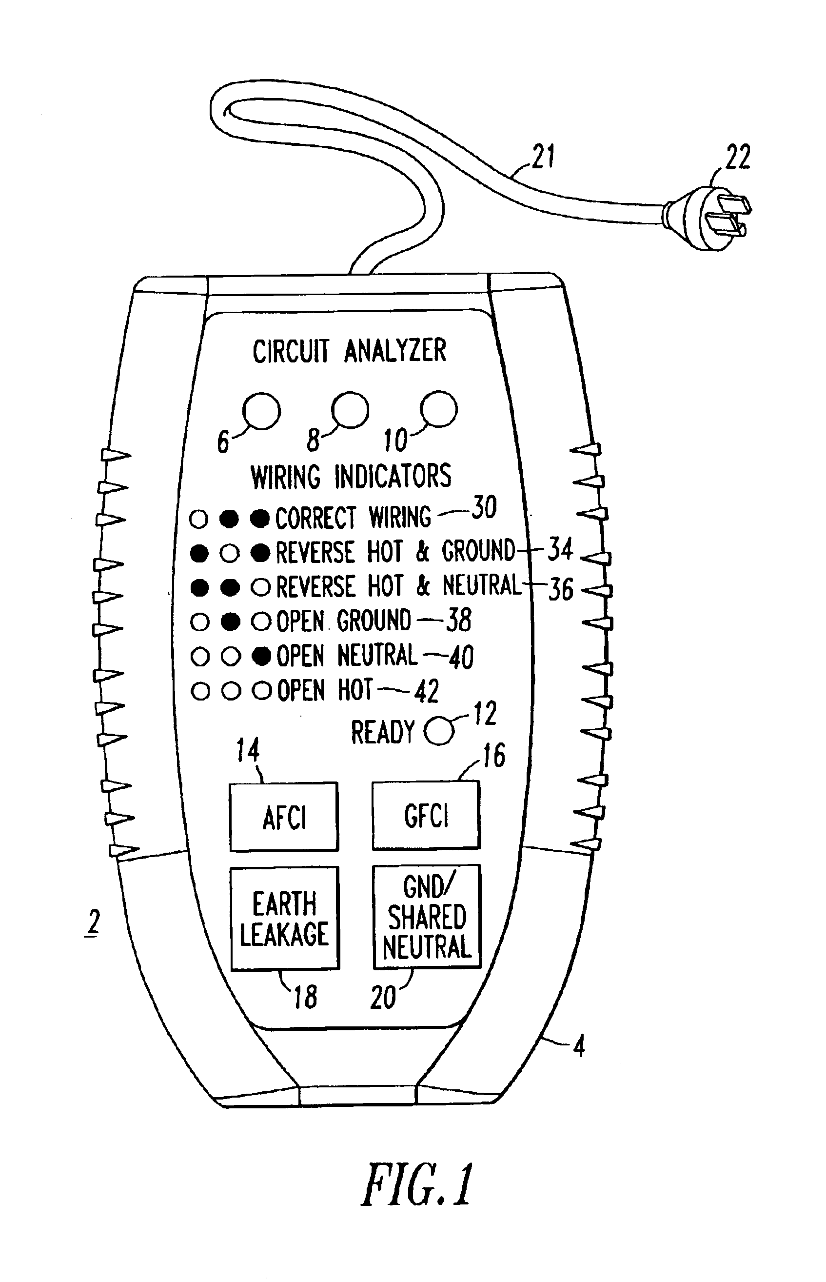 Power circuit tester apparatus and method